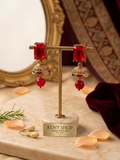 Royal Red Gemstone Jhumka Earrings with Antique Gold Finish