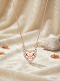 Rose Gold Butterfly & Heart Diamond Pendant Necklace