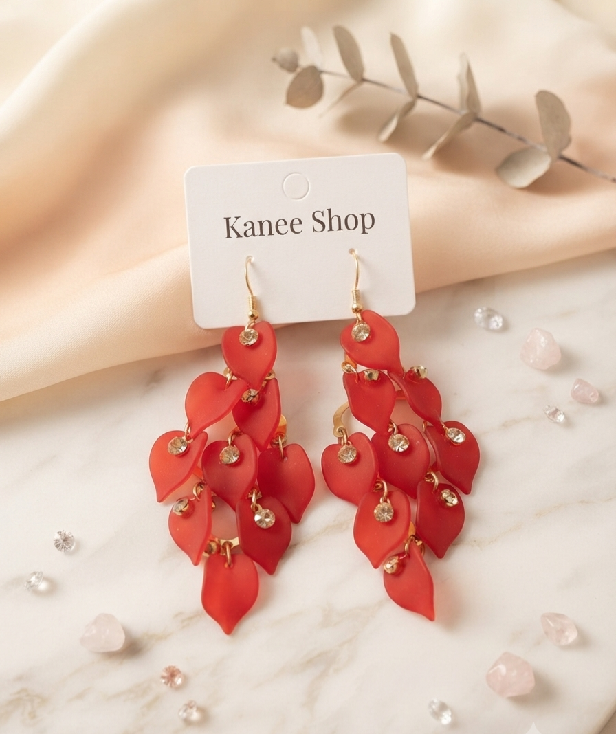 Royal blue petal dangle earrings