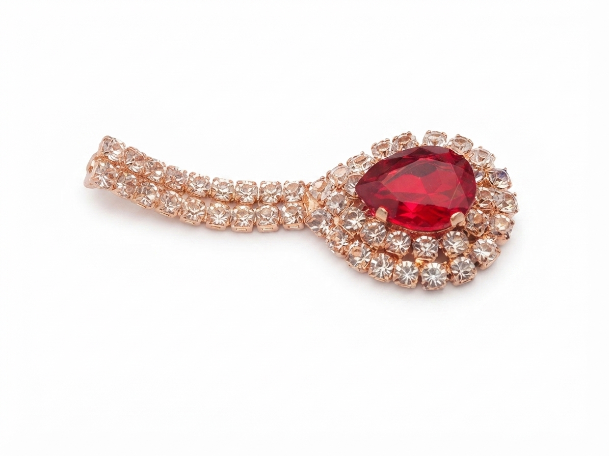 Ruby Red Pear-Cut Drop Earrings with Crystal Rhinestone Halo