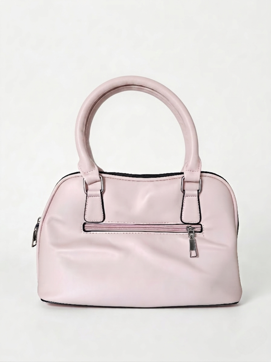 Elegant Quilted Pink Handbag with Scarf & Pom-Pom Charm