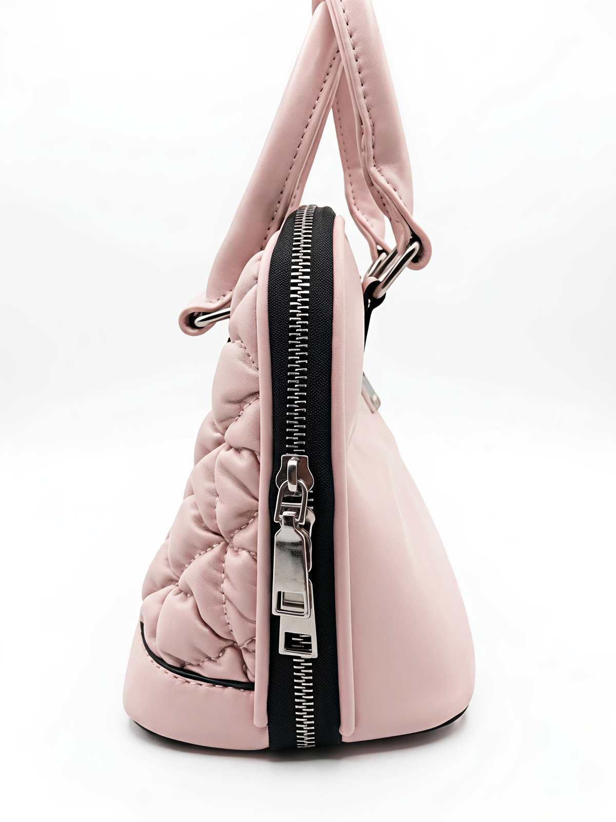 Elegant Quilted Pink Handbag with Scarf & Pom-Pom Charm