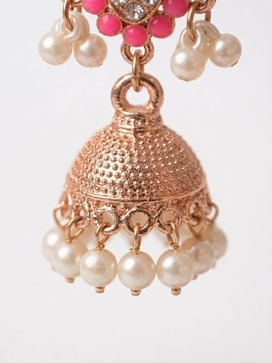 Traditional Embellished Ethnic Jhumki Earrings with Pearl Drops