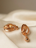 Elegance Rose Gold Interlocking Design Dangling Charm Earrings