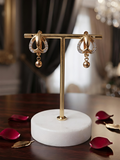 Gold-Plated Designer Crystal Earrings with Hanging Ball Charm