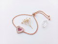 Rose Gold Crystal Heart Bolo Bracelet