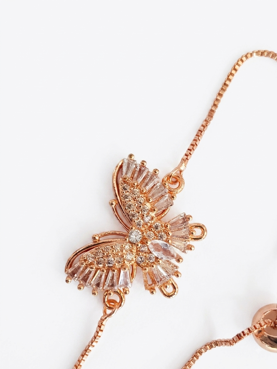Rose Gold Crystal Butterfly Adjustable Bracelet