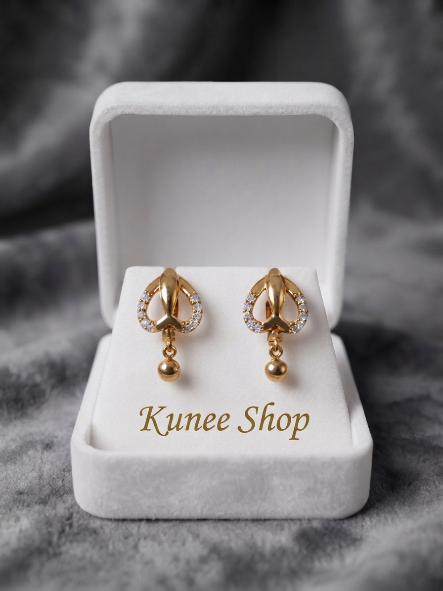 Gold-Plated Designer Crystal Earrings with Hanging Ball Charm