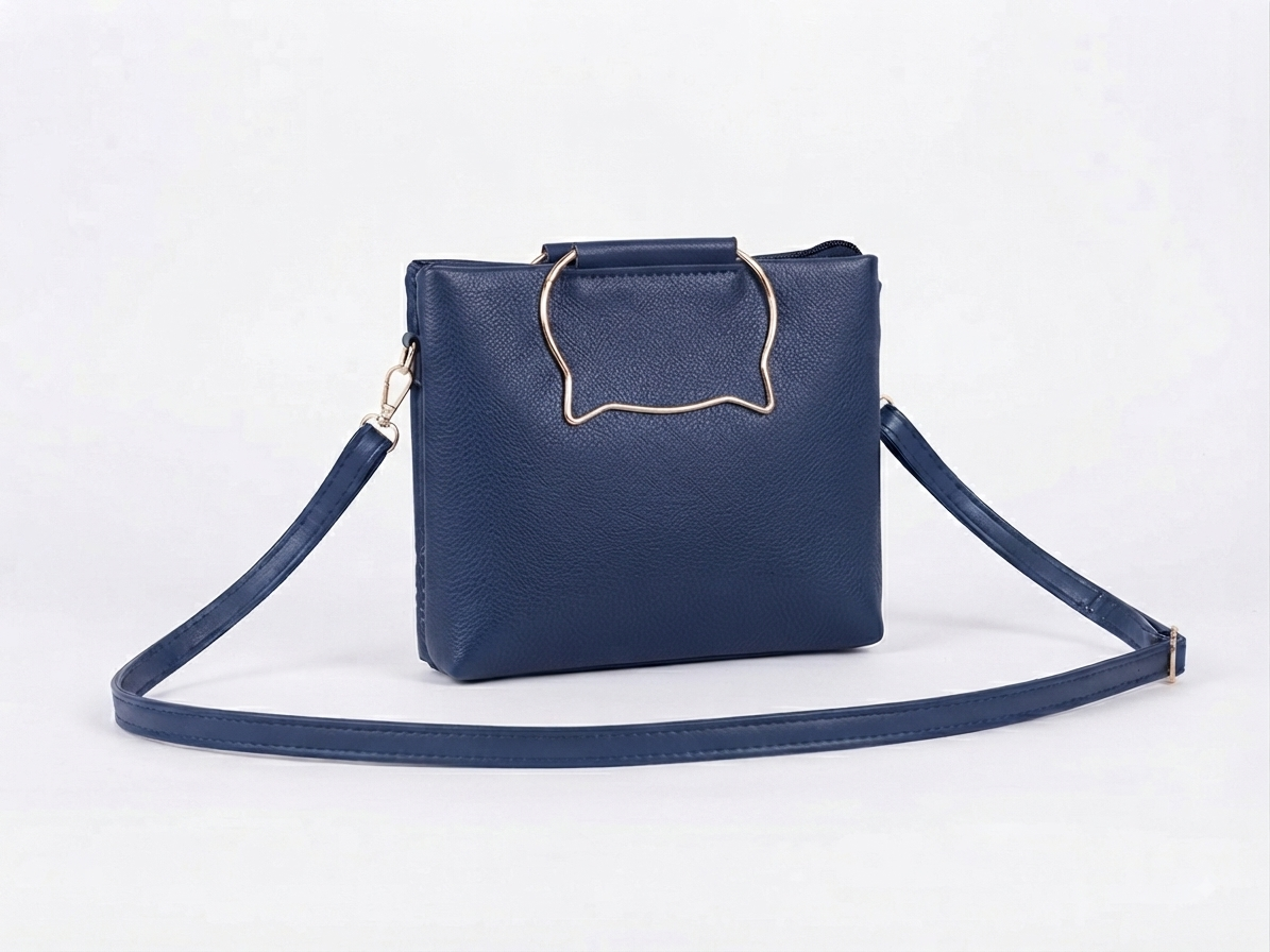Imported Quilted Fashion Leather Handbag with Metal Handle & Fur Charm